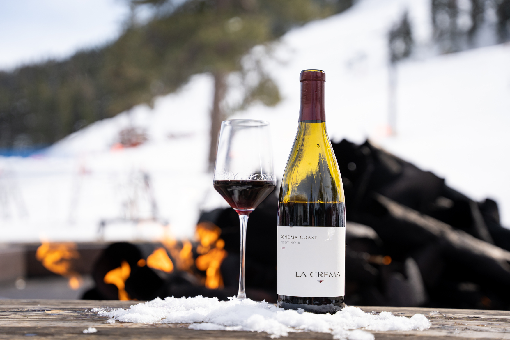 La Crema Pinot Noir with snow